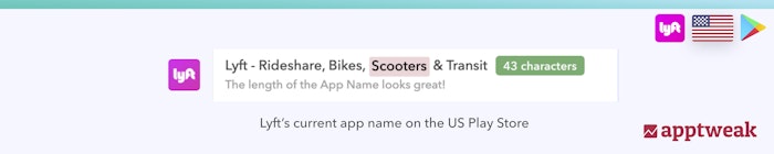 Lyft app name on the US Play Store